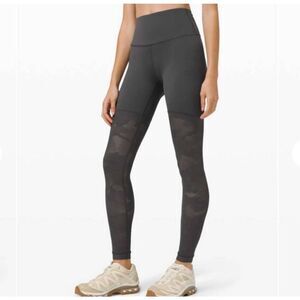 Lululemon Size 8 Gray 28" Sheer Will Camo Mesh Leggings